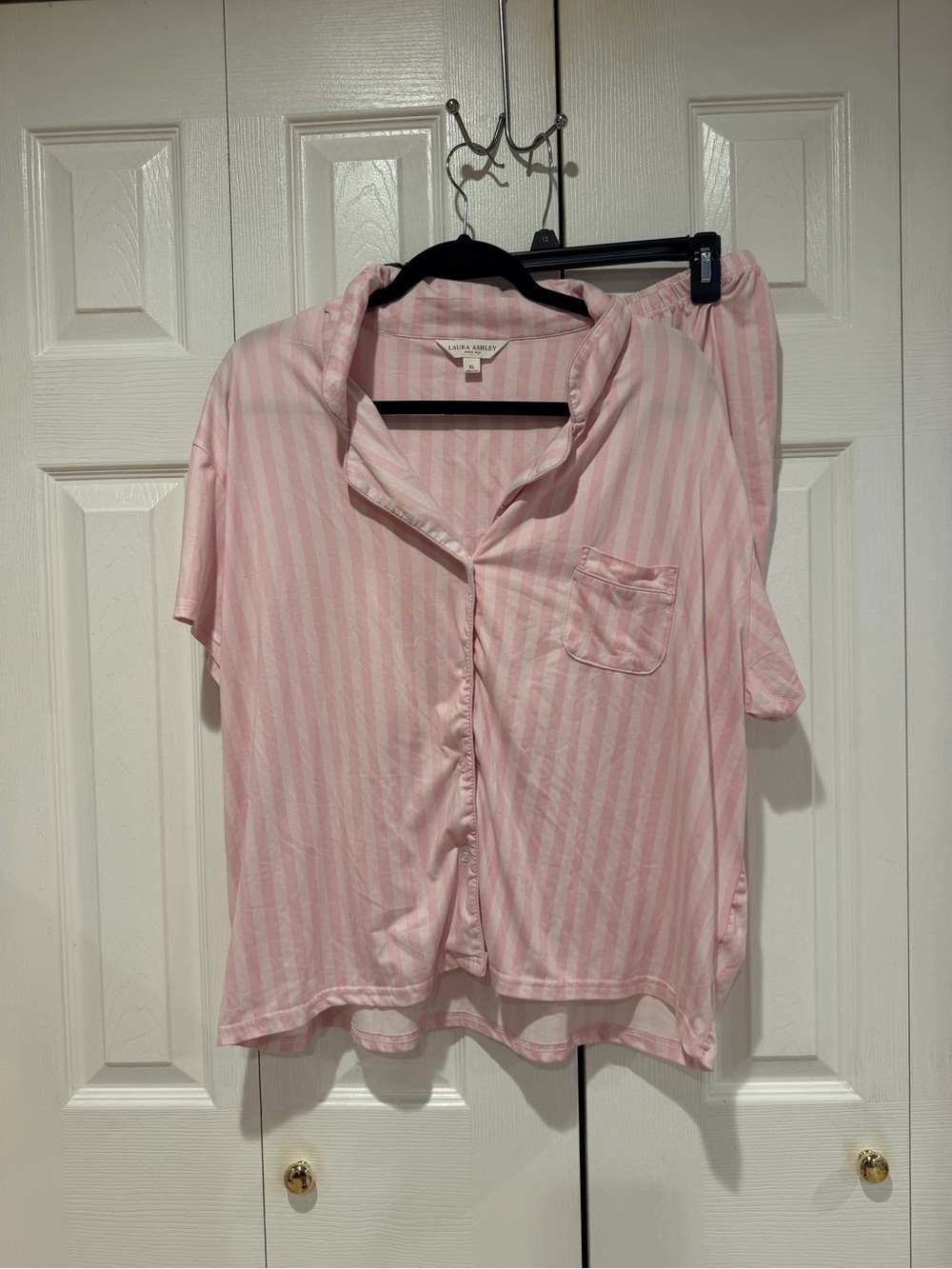 Laura Ashley Pink and White Striped Pajama Top & bottom